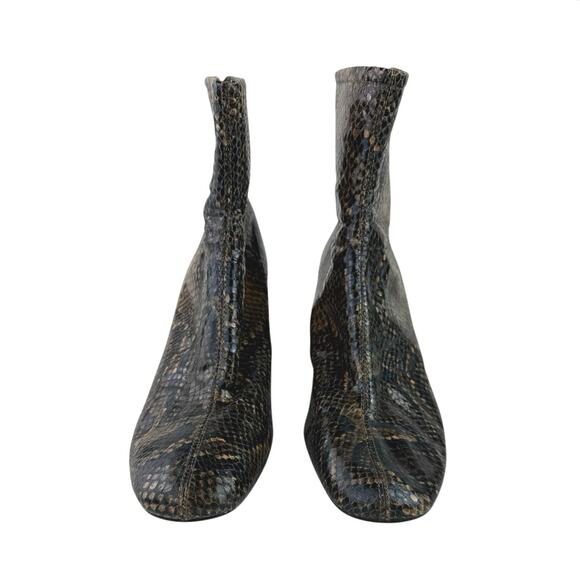 Zara Women's Brown Snakeskin Leather Block Heel Zippper Ankle Boots 39 US 8.5 - Picture 2 of 8